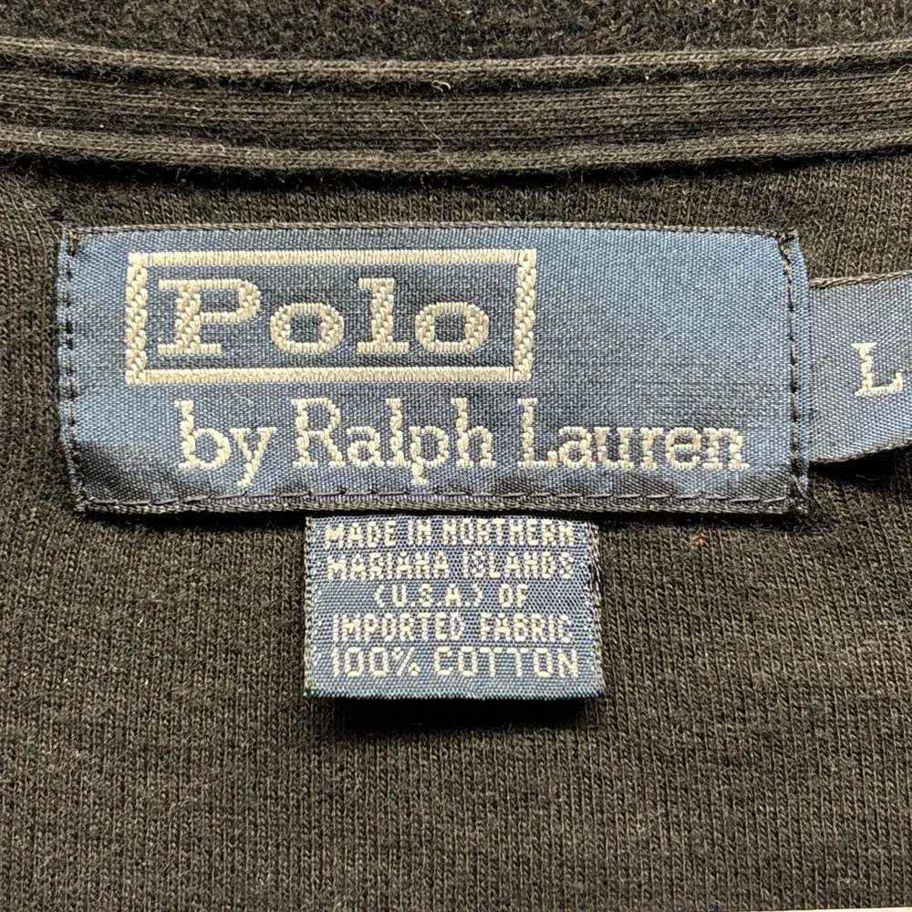 Vintage Y2K Polo Ralph Lauren Black 1/4 Zip Large Fleece Pullover USA 90s Preppy